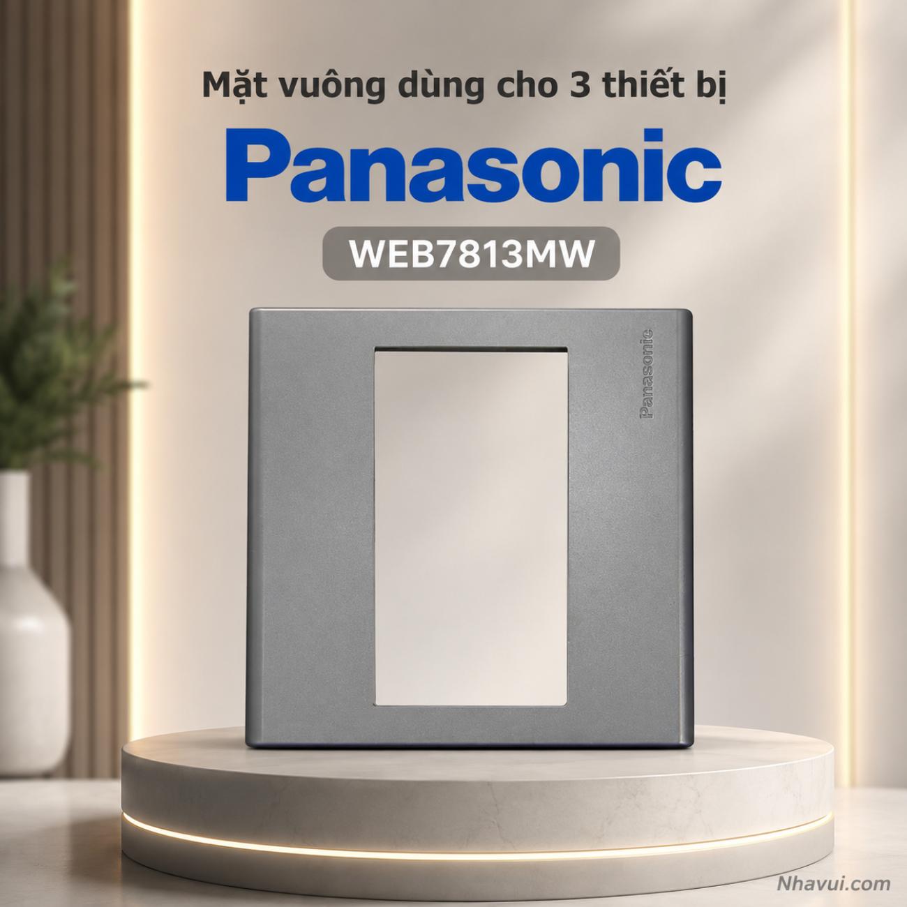 Mặt vuông dùng cho 3 thiết bị Panasonic WEB7813MW dòng Wide