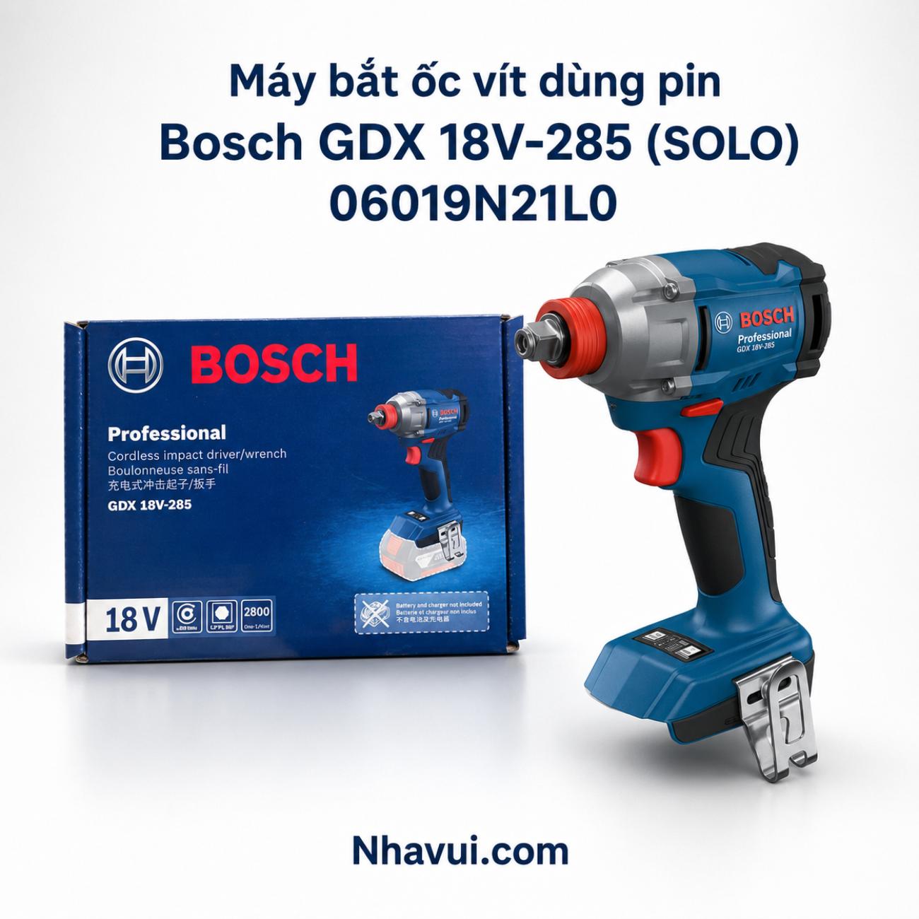 Máy bắt ốc vít động lực pin Bosch GDX 18V-285 18V lực siết 285Nm SOLO 06019N21L0