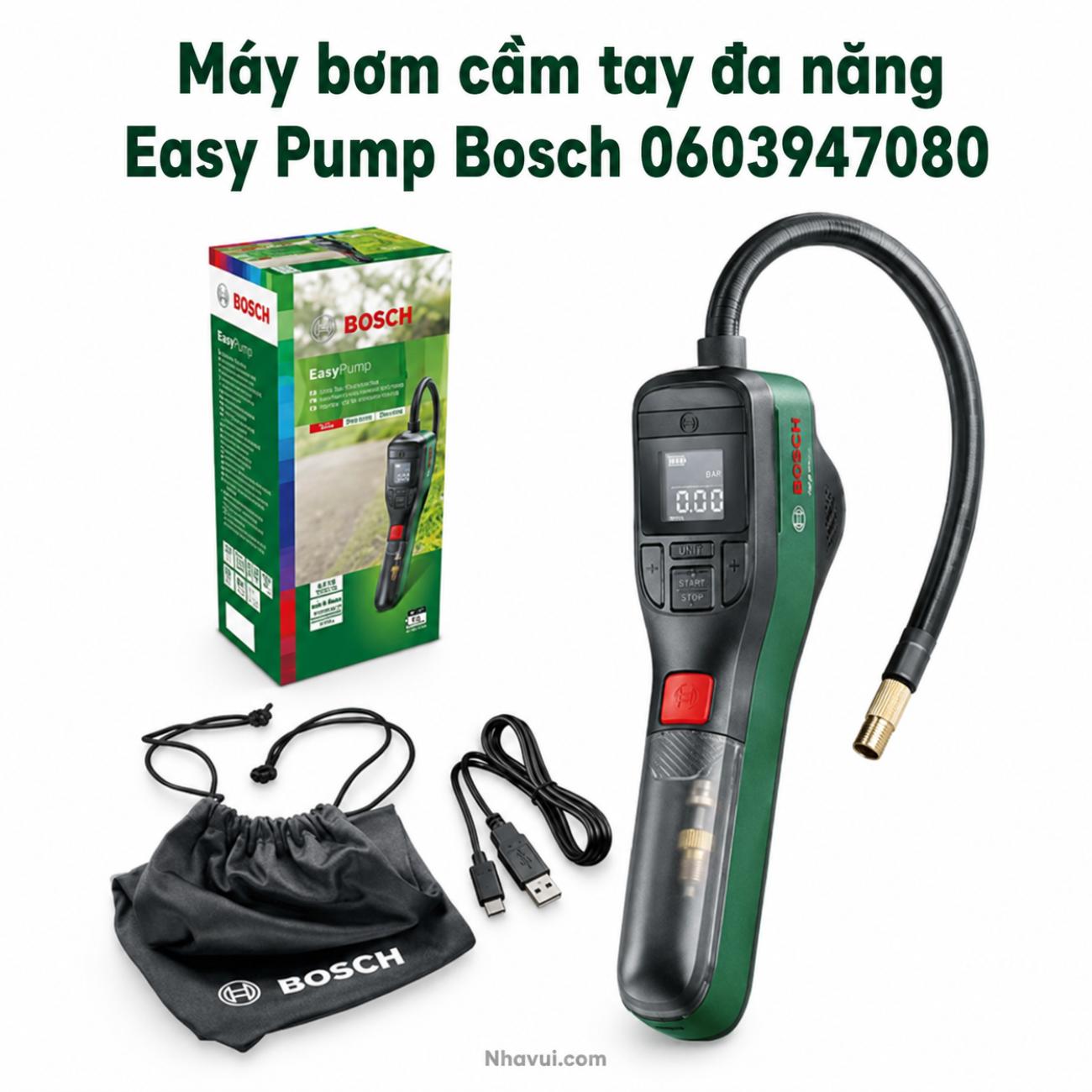 Máy bơm cầm tay đa năng Bosch EasyPump 3.6V áp suất 10.3 bar 0603947080