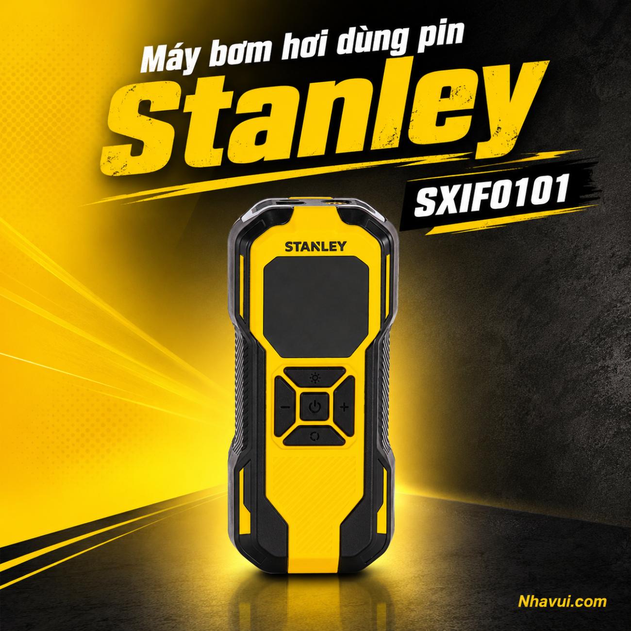 Máy bơm hơi dùng pin Stanley SXIF0101 tích hợp đèn LED và sạc dự phòng