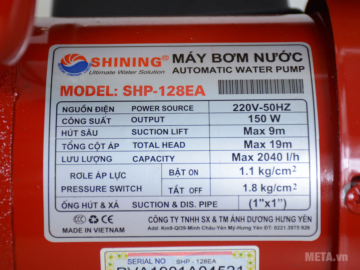 Máy bơm nước tăng áp tự động Shining SHP-128EA