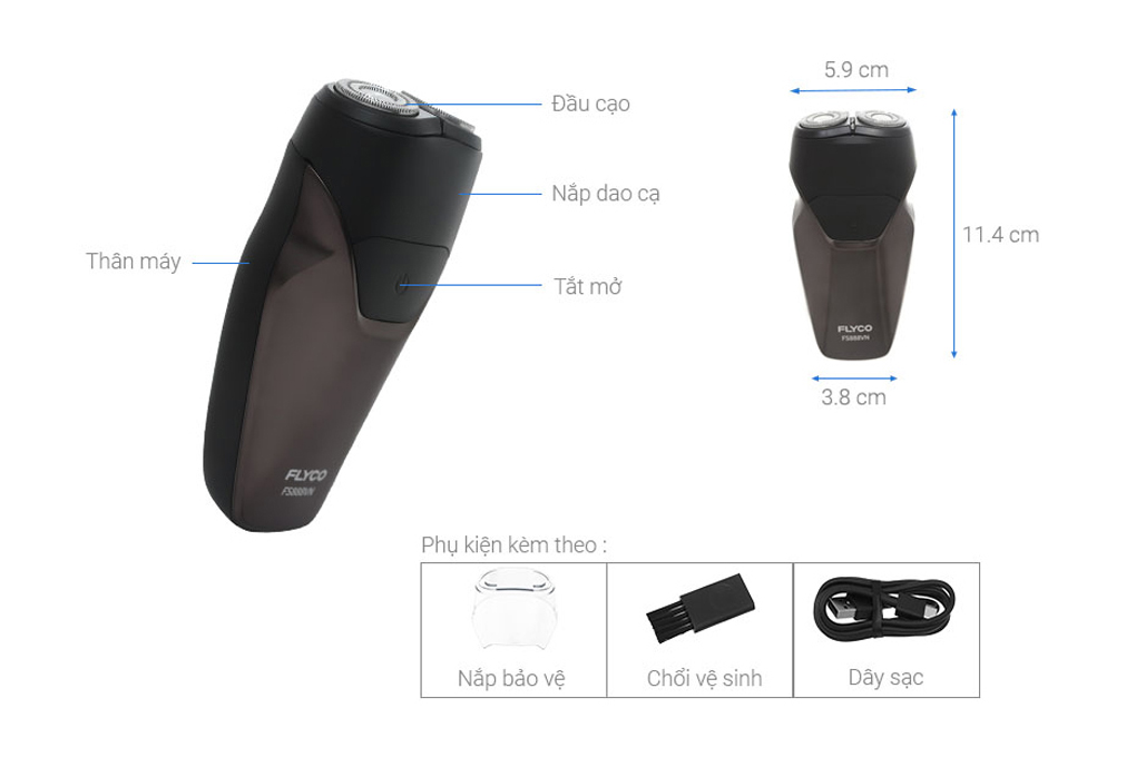 Máy cạo râu Flyco FS-888VN 2 lưỡi kép