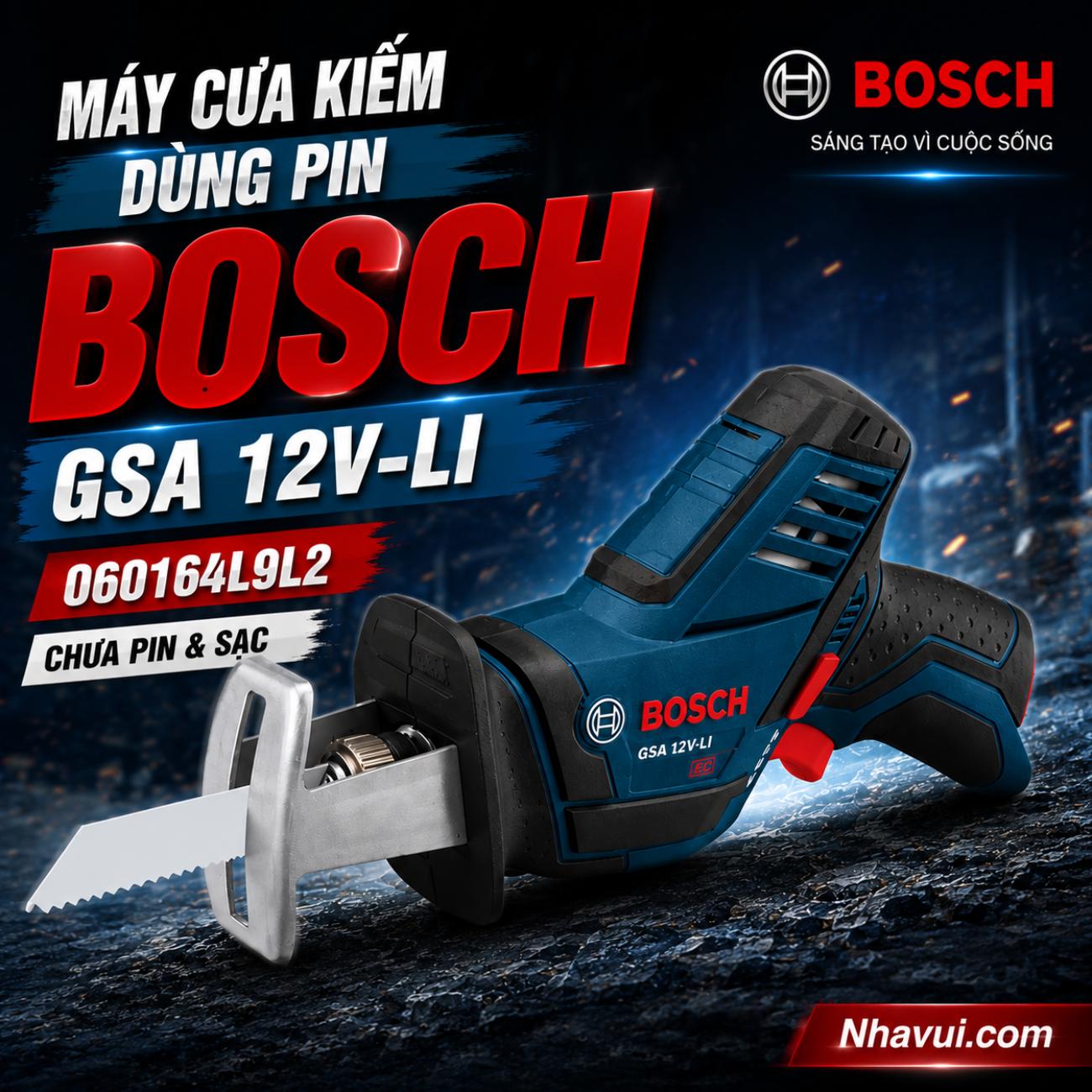 Máy cưa kiếm dùng pin 12V Bosch GSA 12V-LI 060164L9L2 (Chưa Pin & Sạc)