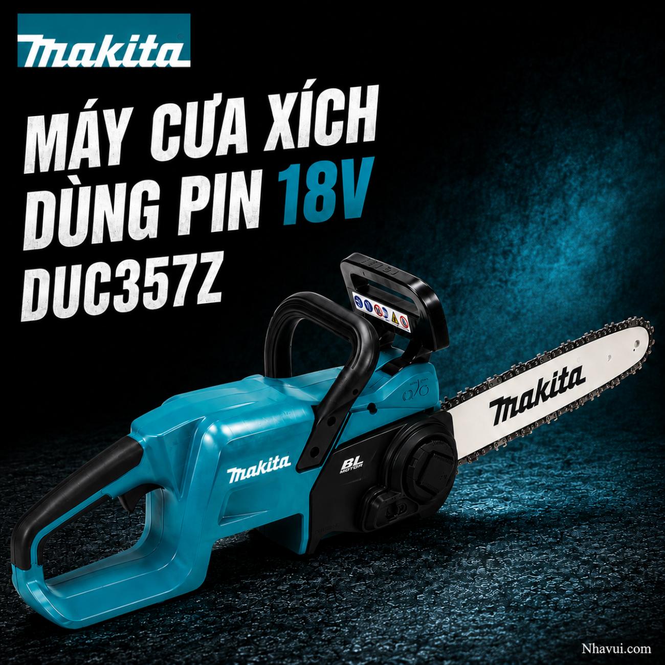 Máy cưa xích dùng pin 18V Makita DUC357Z 350mm (Chưa Pin & Sạc)