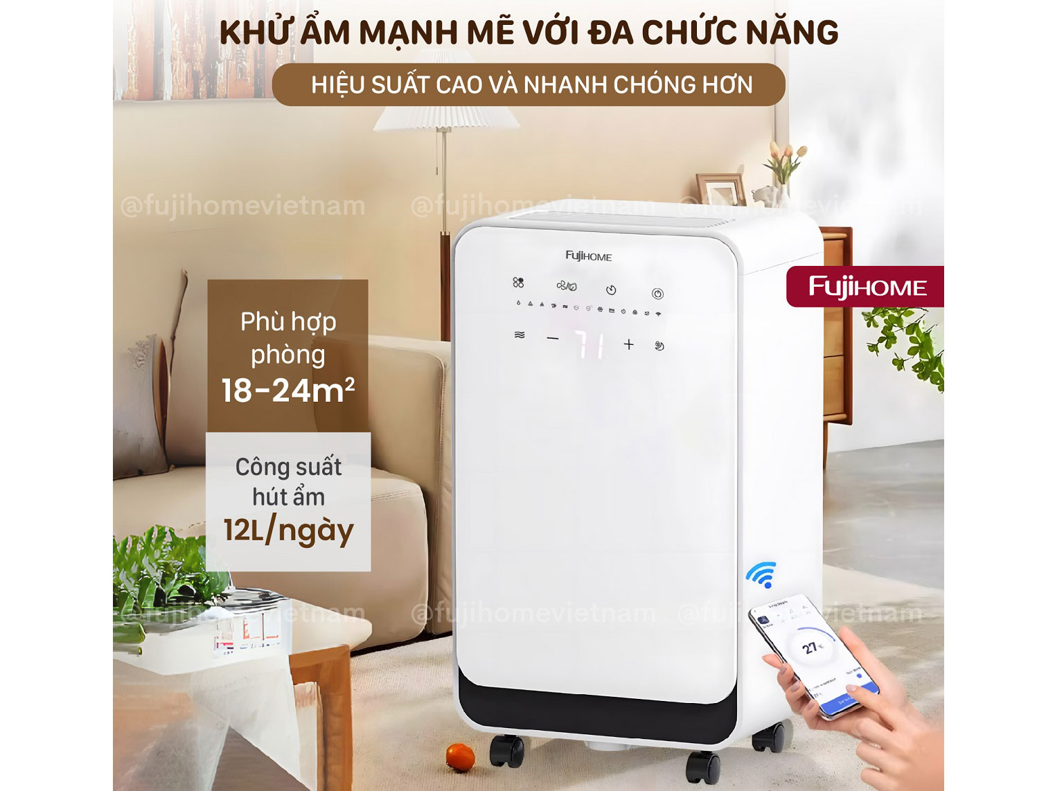 Máy hút ẩm Fujihome DH12NEW 12 lít/ngày