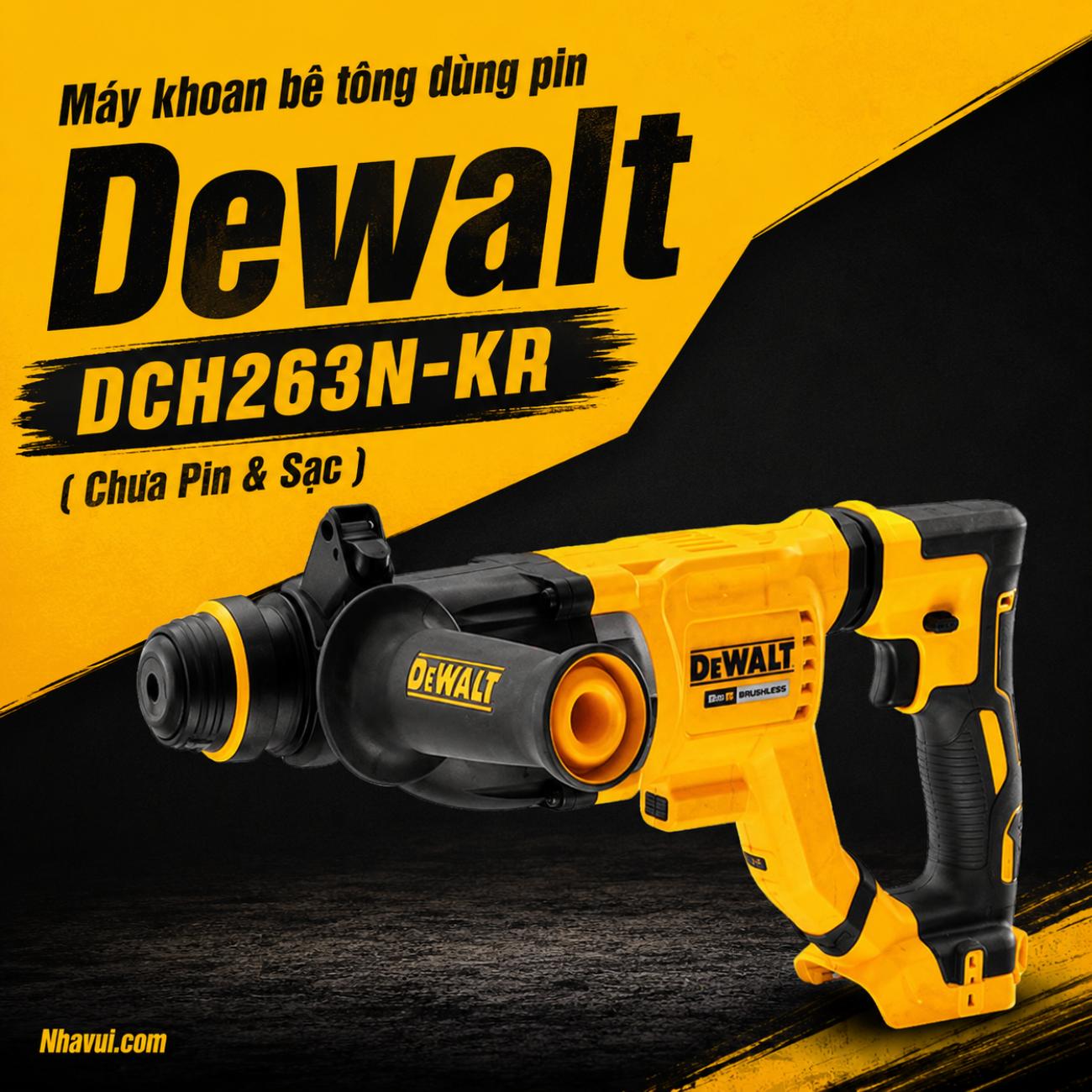 Máy khoan bê tông dùng pin 18V DeWalt DCH263N-KR (Chưa Pin & Sạc)