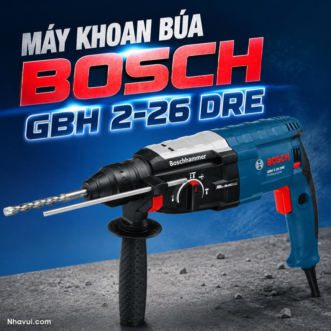 Máy khoan búa Bosch GBH 2-28 DV 820W lực đập 3.2J