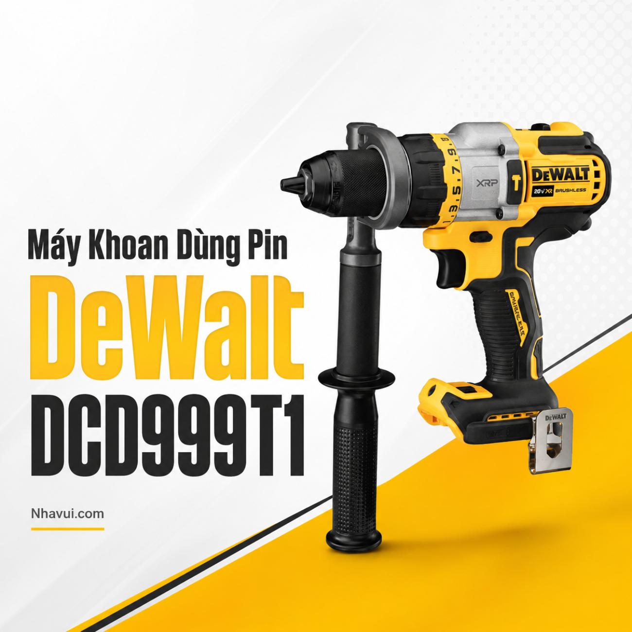 Máy khoan búa dùng pin DeWalt DCD999T1 20V MAX động cơ không chổi than pin FLEXVOLT 6Ah