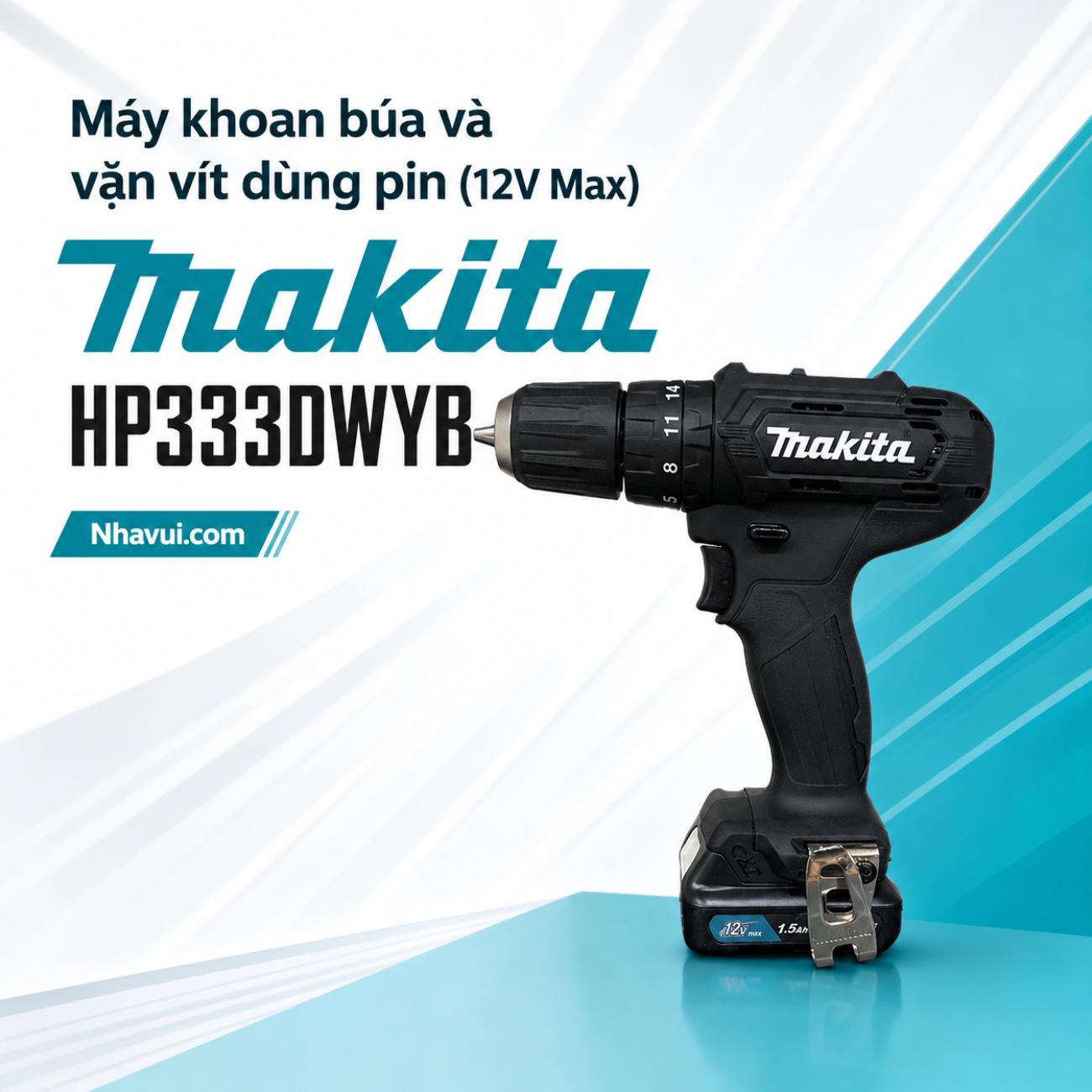 Máy khoan búa và vặn vít dùng pin (12V Max) Makita HP333DWYB