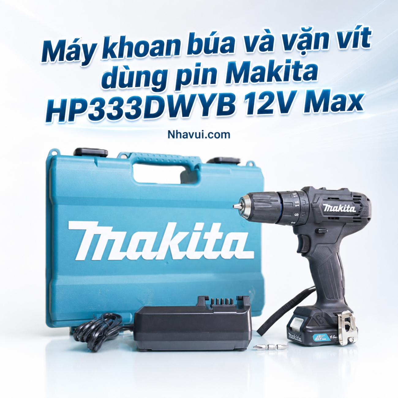 Máy khoan búa và vặn vít dùng pin Makita HP333DWYB 12V Max