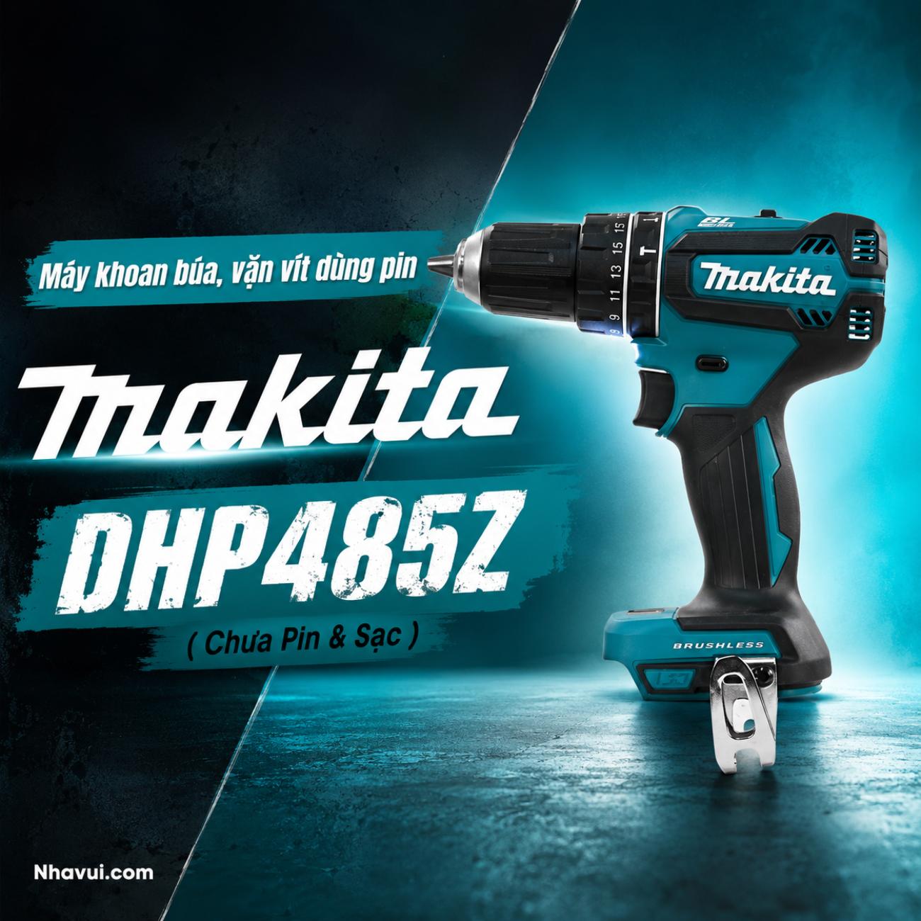 Máy khoan búa, vặn vít dùng pin Makita DHP485Z 18V chưa pin và sạc