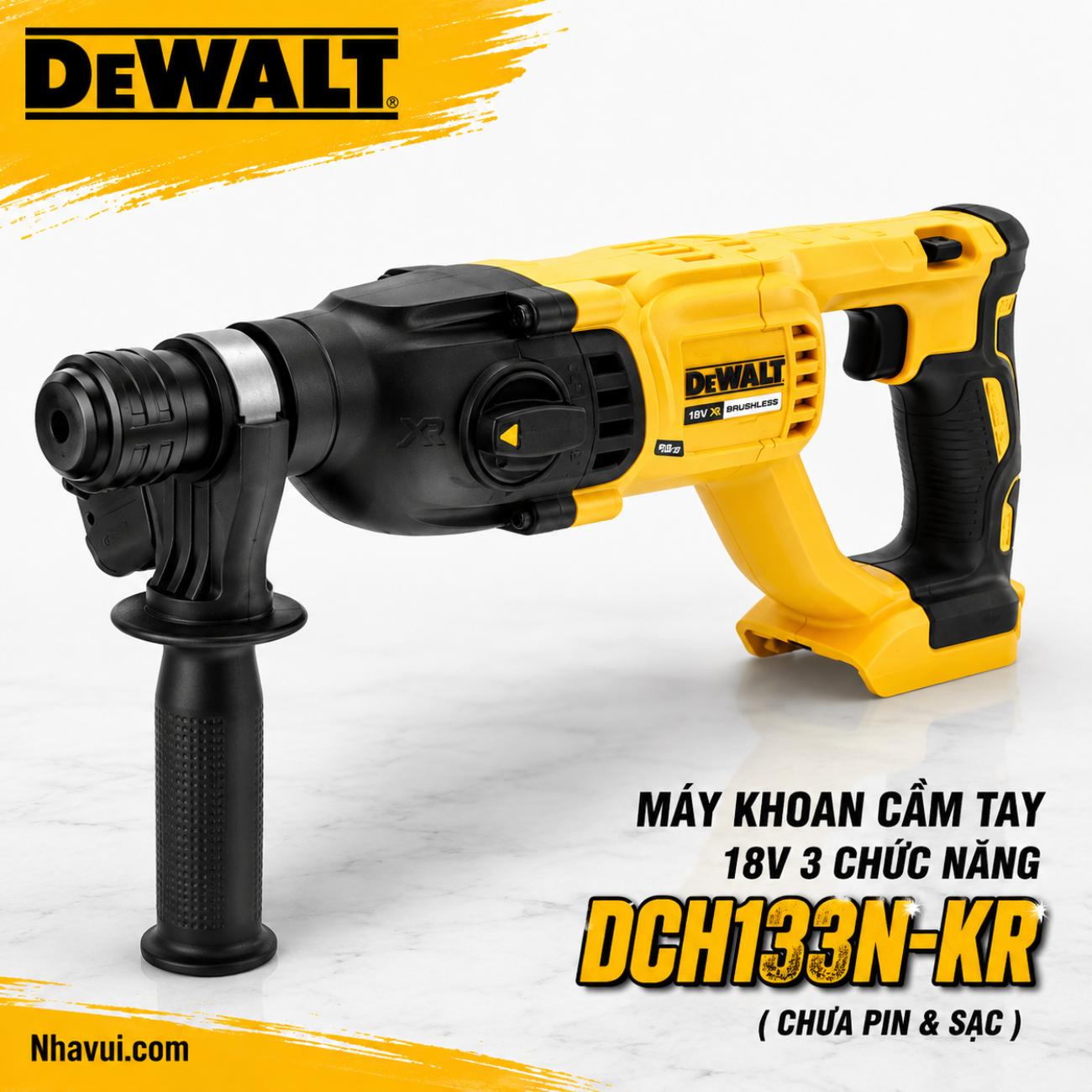 Máy khoan cầm tay 18V 3 chức năng DeWalt DCH133N-KR chưa pin và sạc