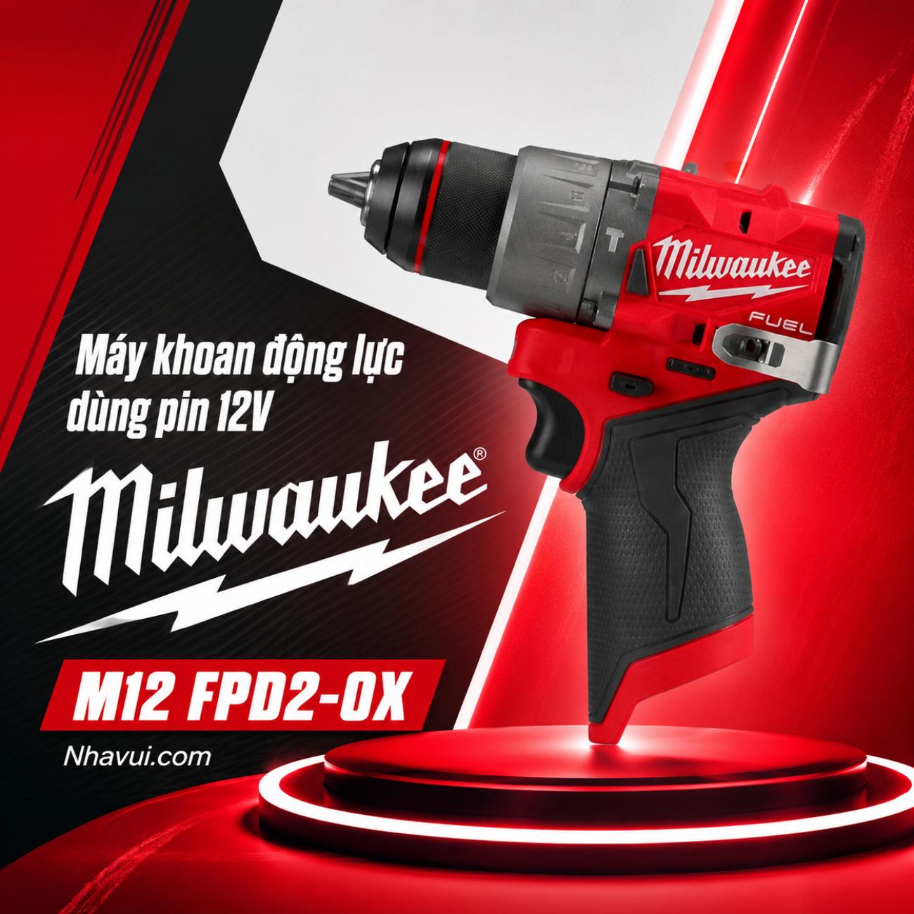 Máy khoan động lực dùng pin 12V Milwaukee M12 FPD2-0X chưa pin và sạc