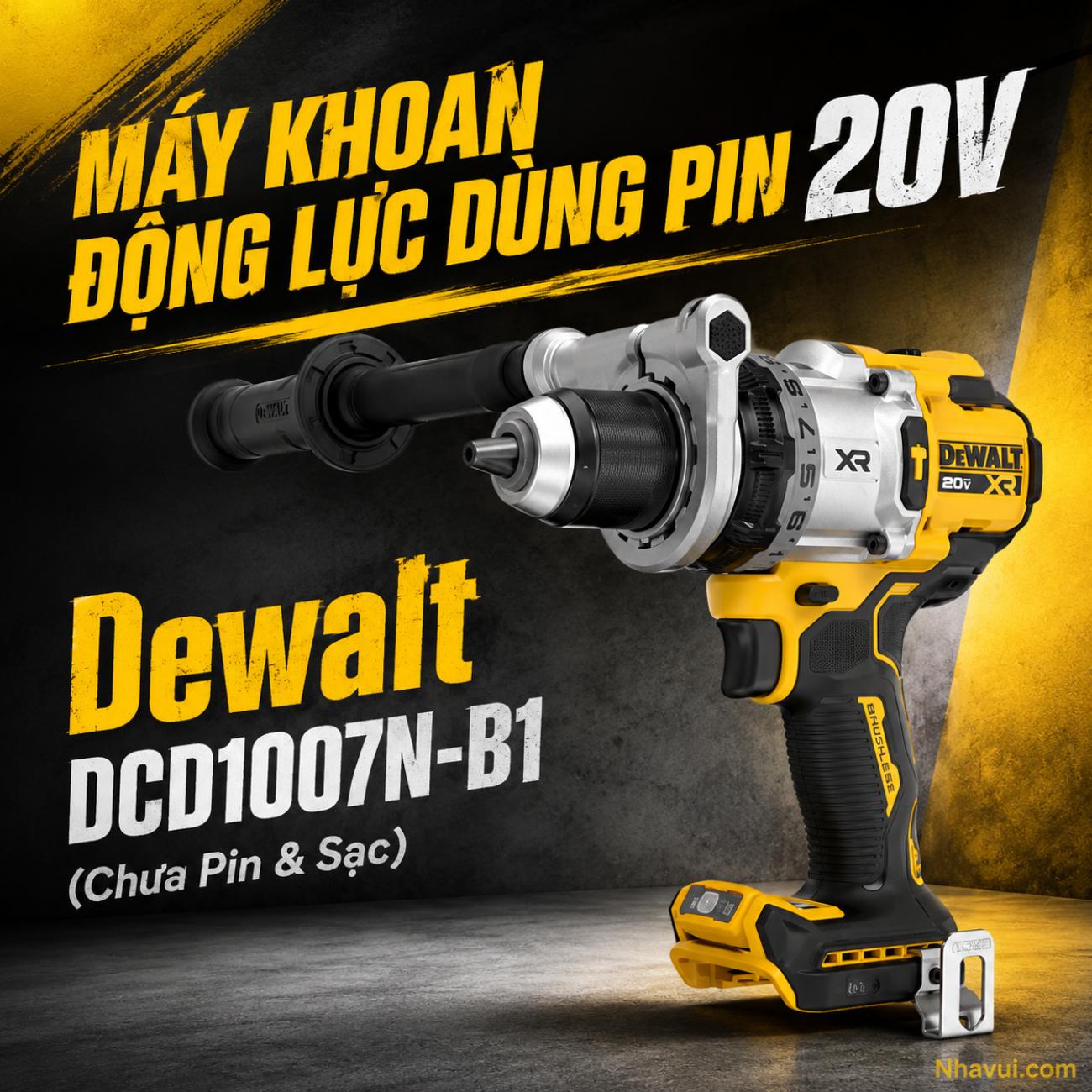 Máy khoan động lực dùng pin 20V DeWalt DCD1007N-B1 chưa pin và sạc