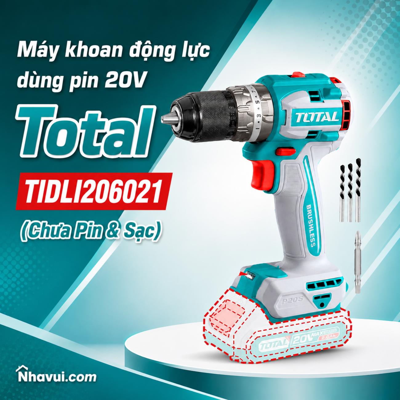 Máy khoan động lực dùng pin 20V Total TIDLI206021 (Chưa Pin & Sạc)