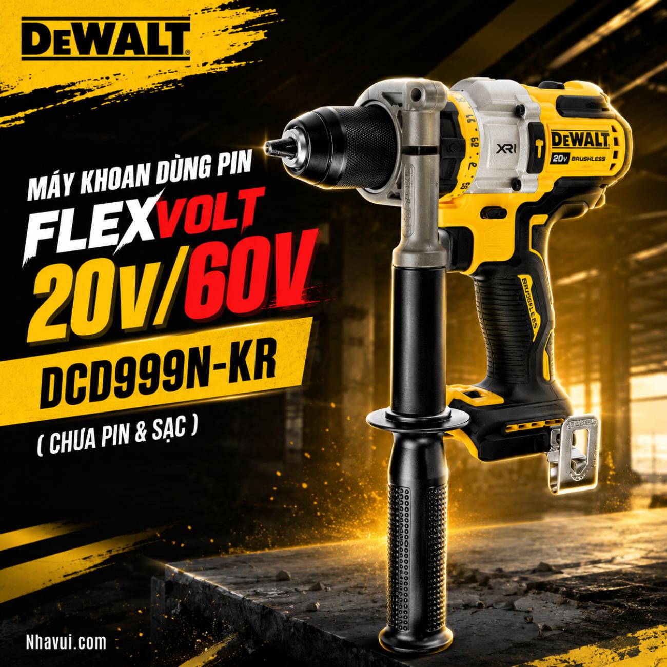 Máy khoan dùng pin FlexVolt 20V/60V DeWalt DCD999N-KR (Chưa Pin & Sạc)