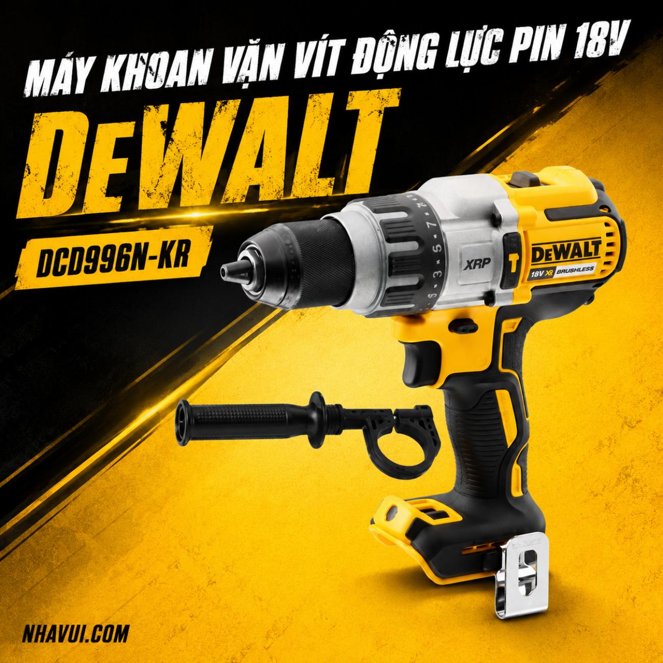 Máy khoan vặn vít động lực dùng pin 18V DeWalt DCD996N-KR chưa kèm pin và sạc