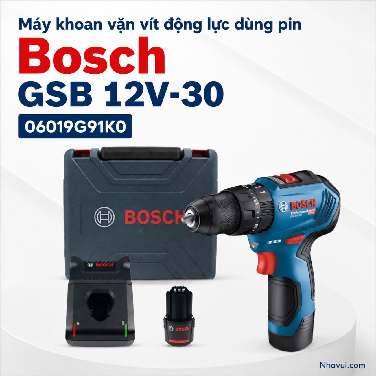 Máy khoan vặn vít động lực dùng pin Bosch GSB 12V-30 06019G91K0