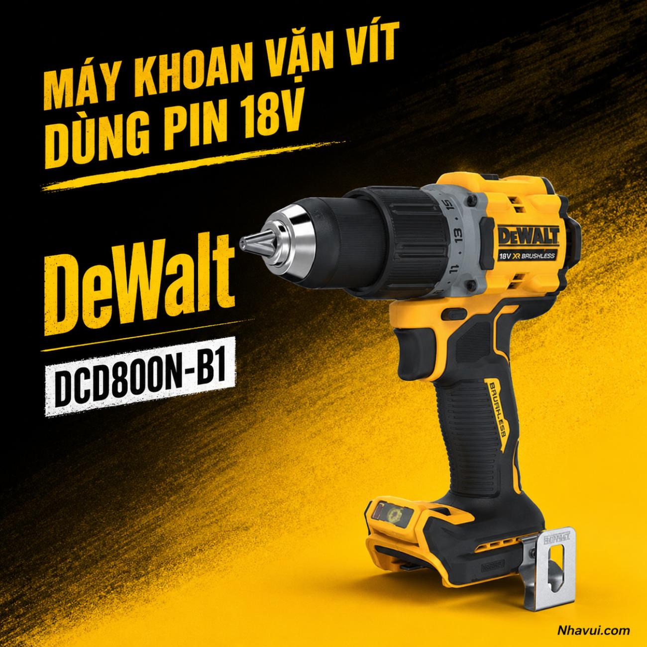 Máy khoan vặn vít dùng pin 18V DeWalt DCD800N-B1 chưa pin và sạc