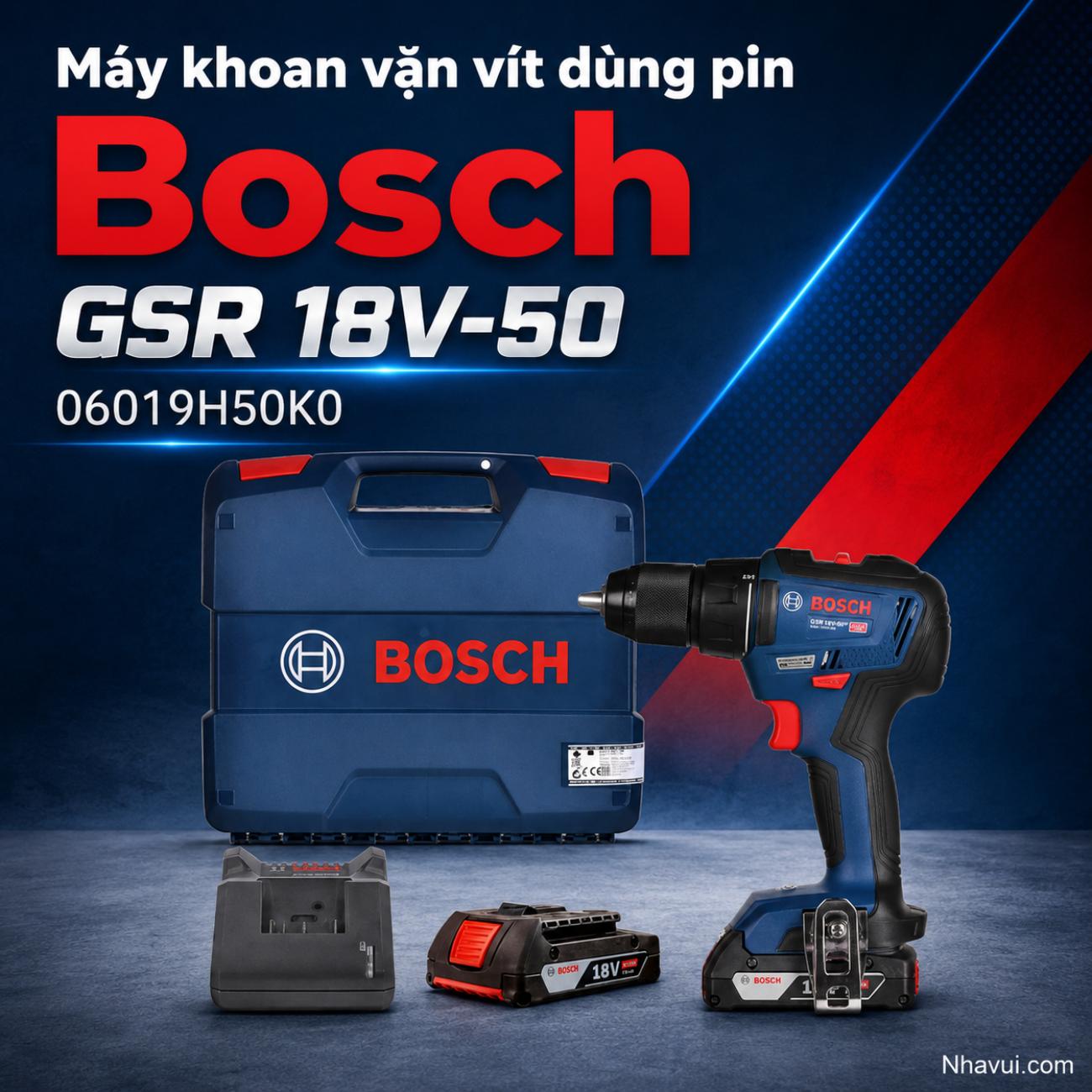 Máy khoan vặn vít dùng pin Bosch GSR 18V-50 06019H50K0