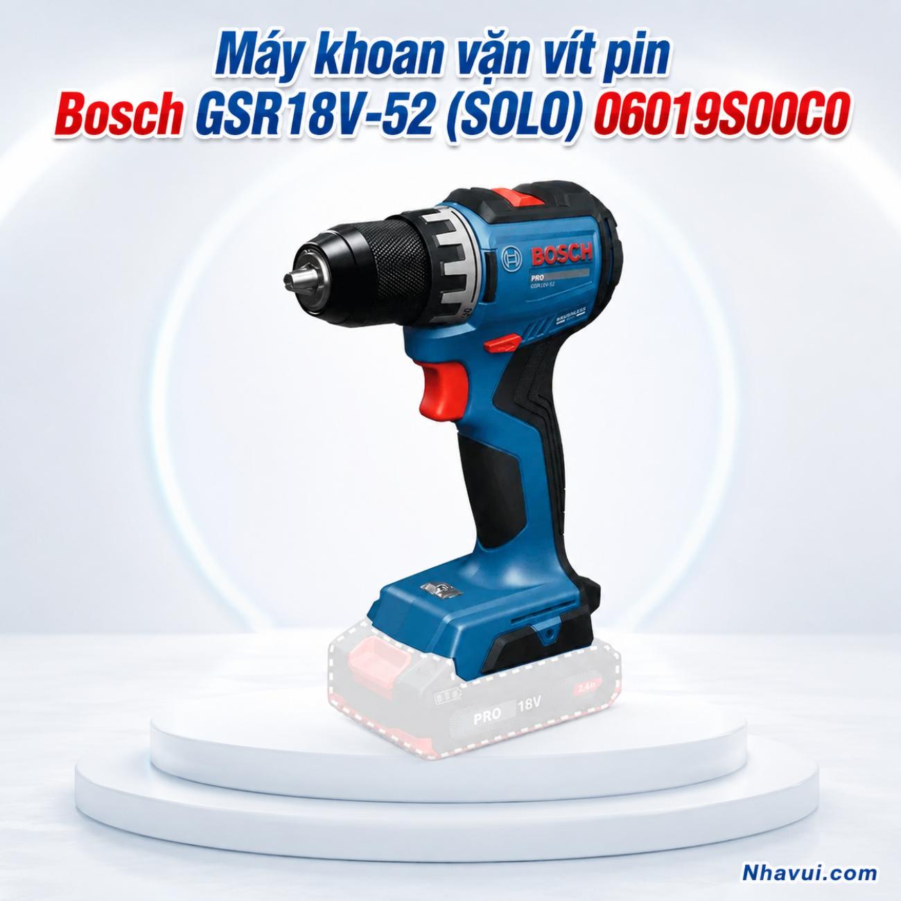 Máy khoan vặn vít pin Bosch GSR 18V-52 18V mô-men xoắn 52Nm SOLO 06019S00C0