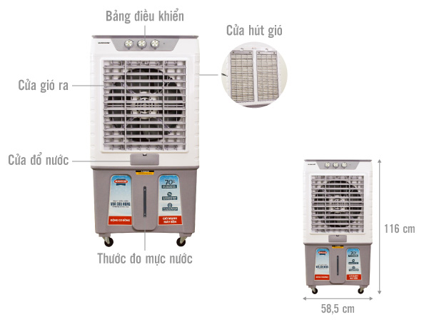 Máy làm mát không khí Sunhouse SHD7777 70 lít