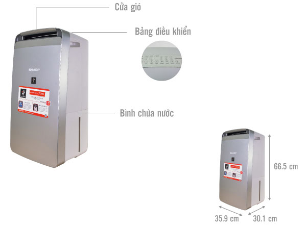 Máy lọc không khí kèm hút ẩm Sharp DW-J27FV-S