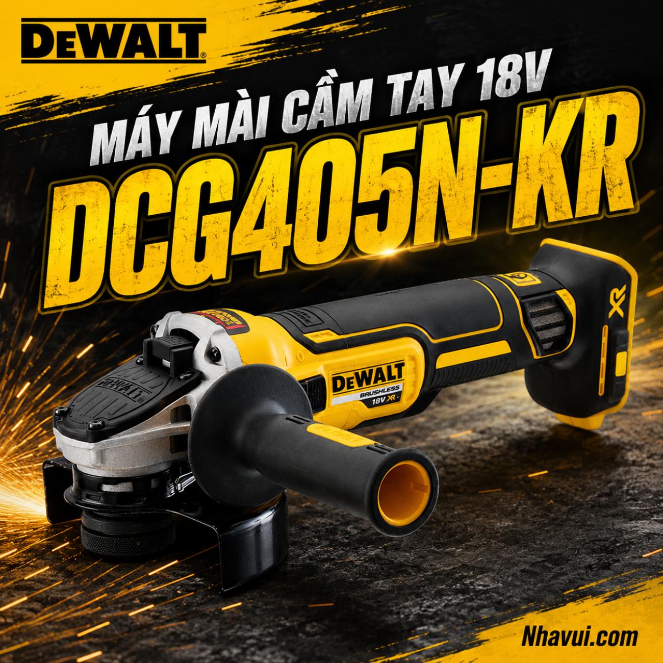 Máy mài cầm tay dùng pin 18V DeWalt DCG405N-KR (Chưa Pin & Sạc)