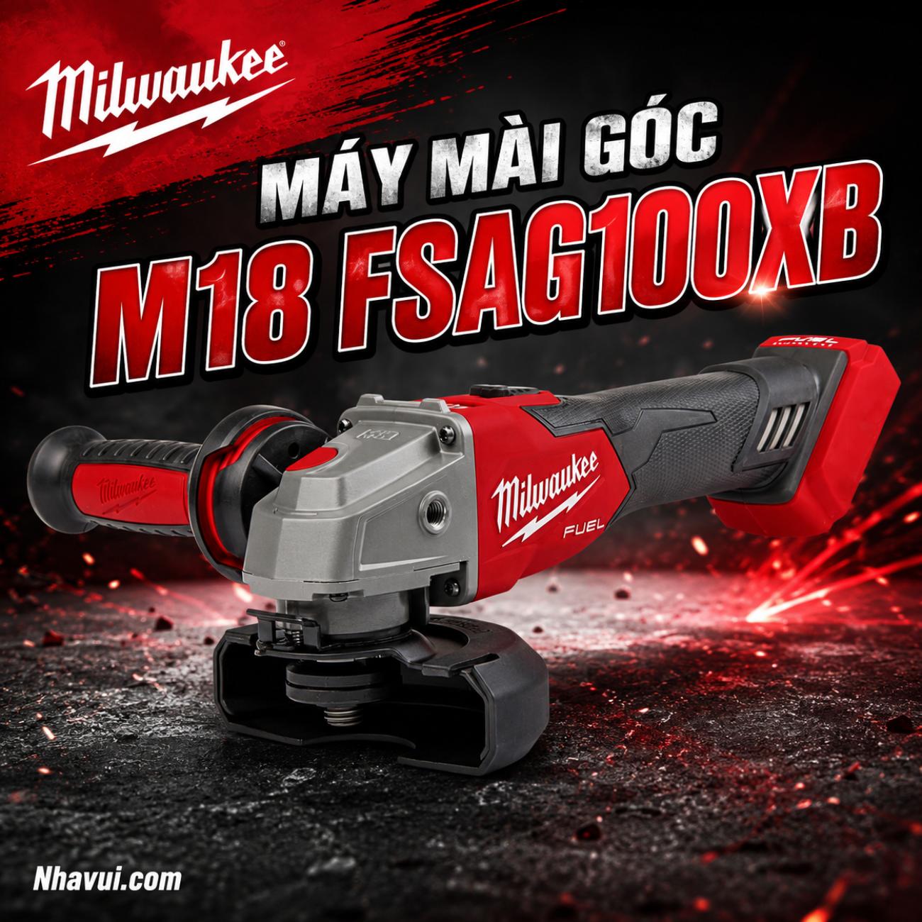 Máy mài góc dùng pin 18V Milwaukee M18 FSAG100XB (Chưa Pin & Sạc)