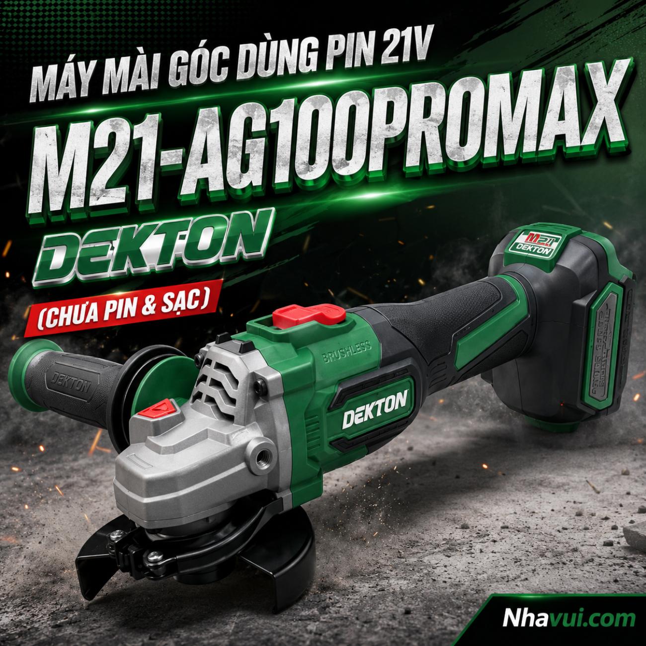 Máy mài góc dùng pin 21V Dekton M21-AG100PROMAX (Chưa Pin & Sạc)