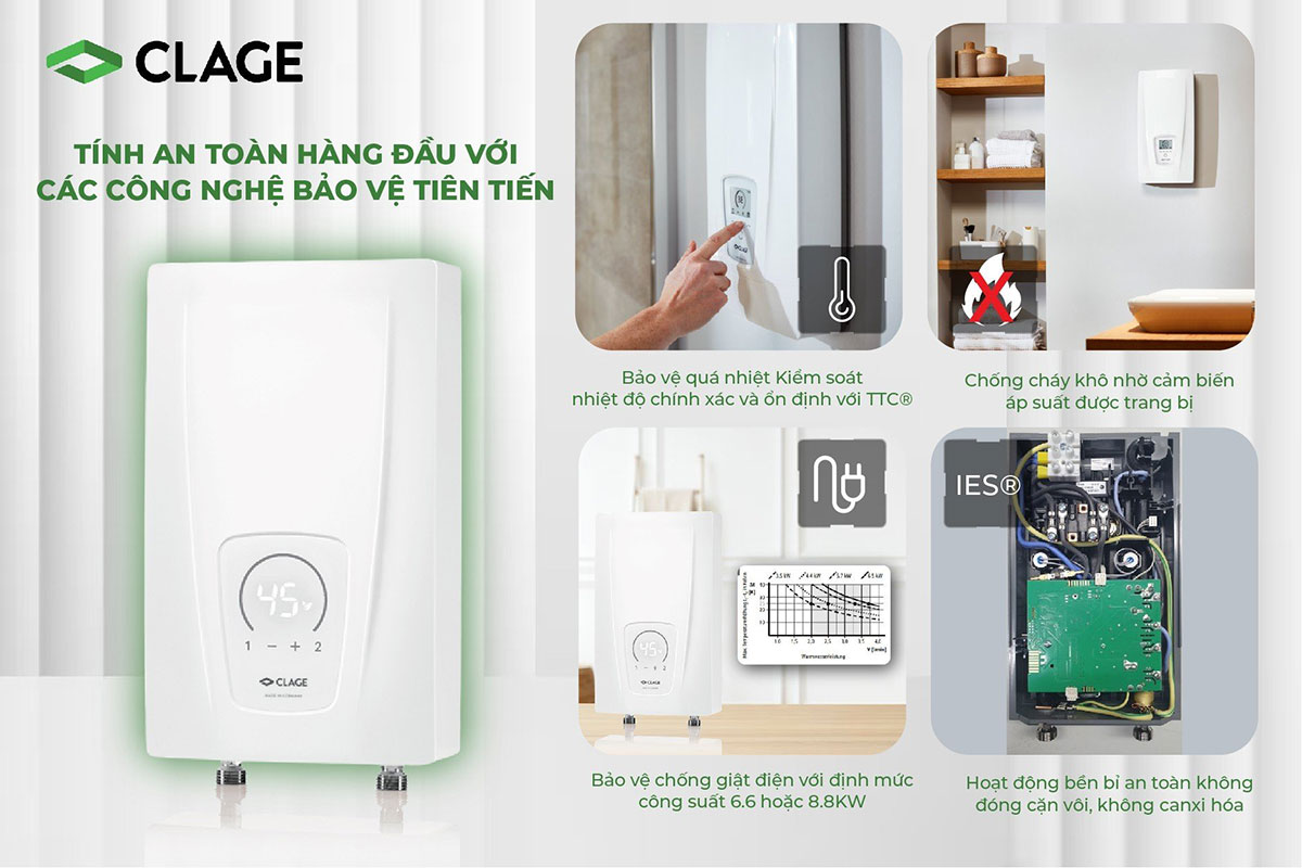Máy nước nóng trực tiếp Clage CEX9 PLUS