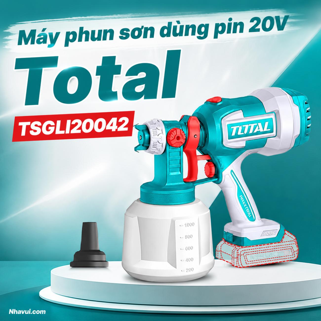 Máy phun sơn dùng pin 20V Total TSGLI20042 (1 Pin 2.0Ah, 1 Sạc)