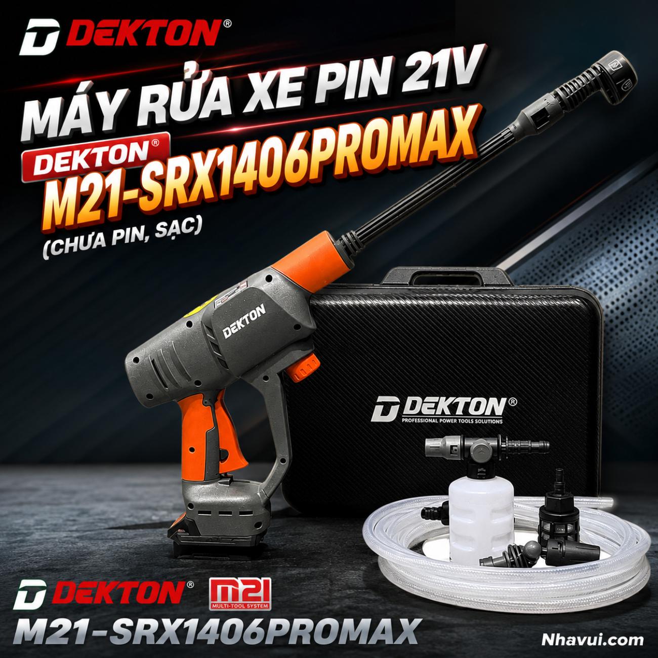 Máy rửa xe dùng pin 21V Dekton M21-SRX1406PROMAX chưa pin và sạc