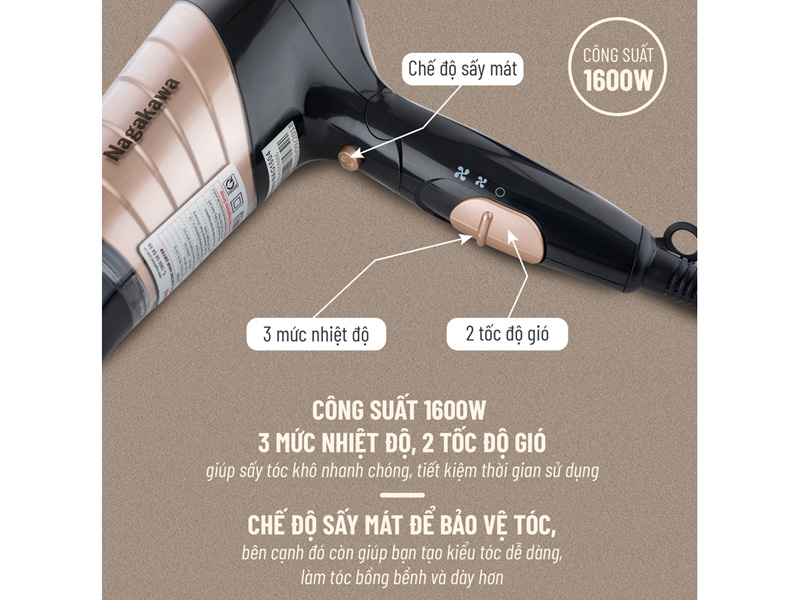 Máy sấy tóc Nagakawa NAG1604 1.600W