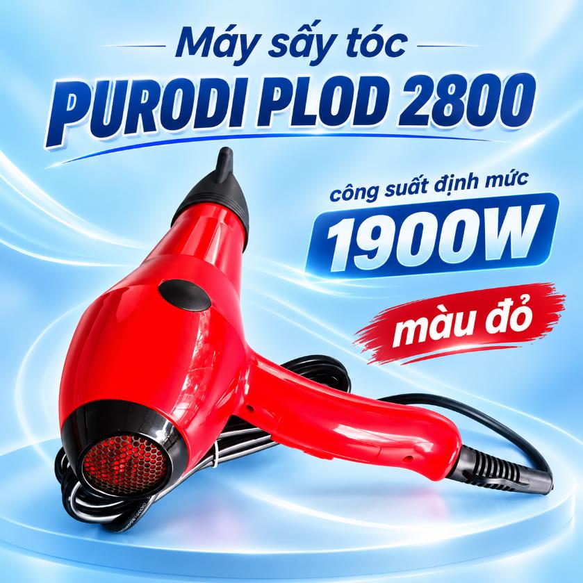 Máy sấy tóc PURODI PLOD 2800 1900W màu đỏ