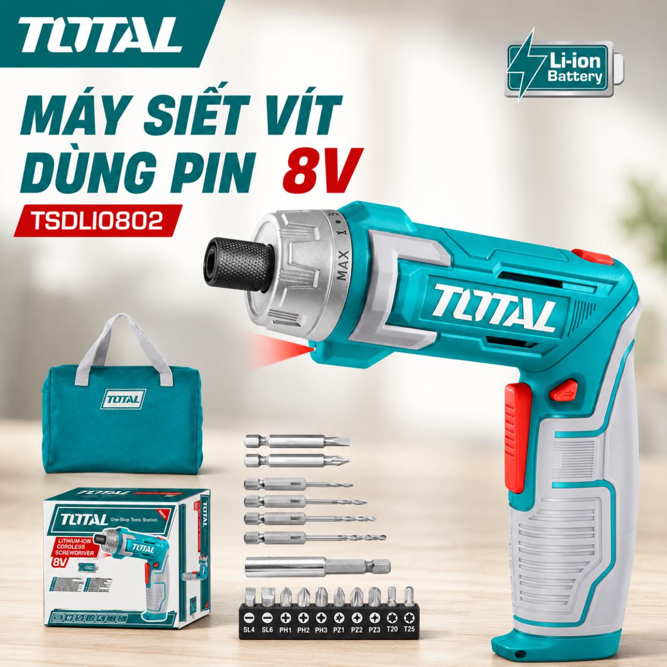 Máy siết vít dùng pin 8V Total TSDLI0802