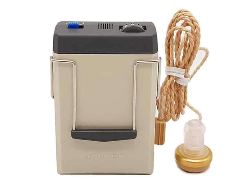 Máy trợ thính dây đeo Rionet HA-20DX – khuếch đại 47–61dB, pin AA