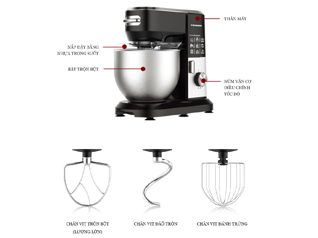 Máy trộn thực phẩm Tiross TS5401 6 lít
