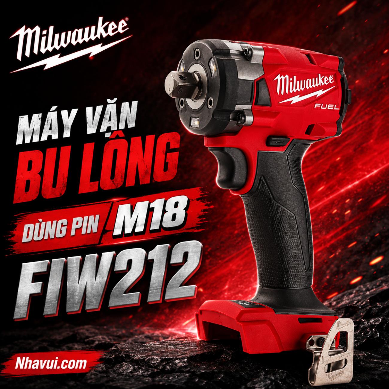 Máy vặn bu lông dùng pin 18V Milwaukee M18 FIW212