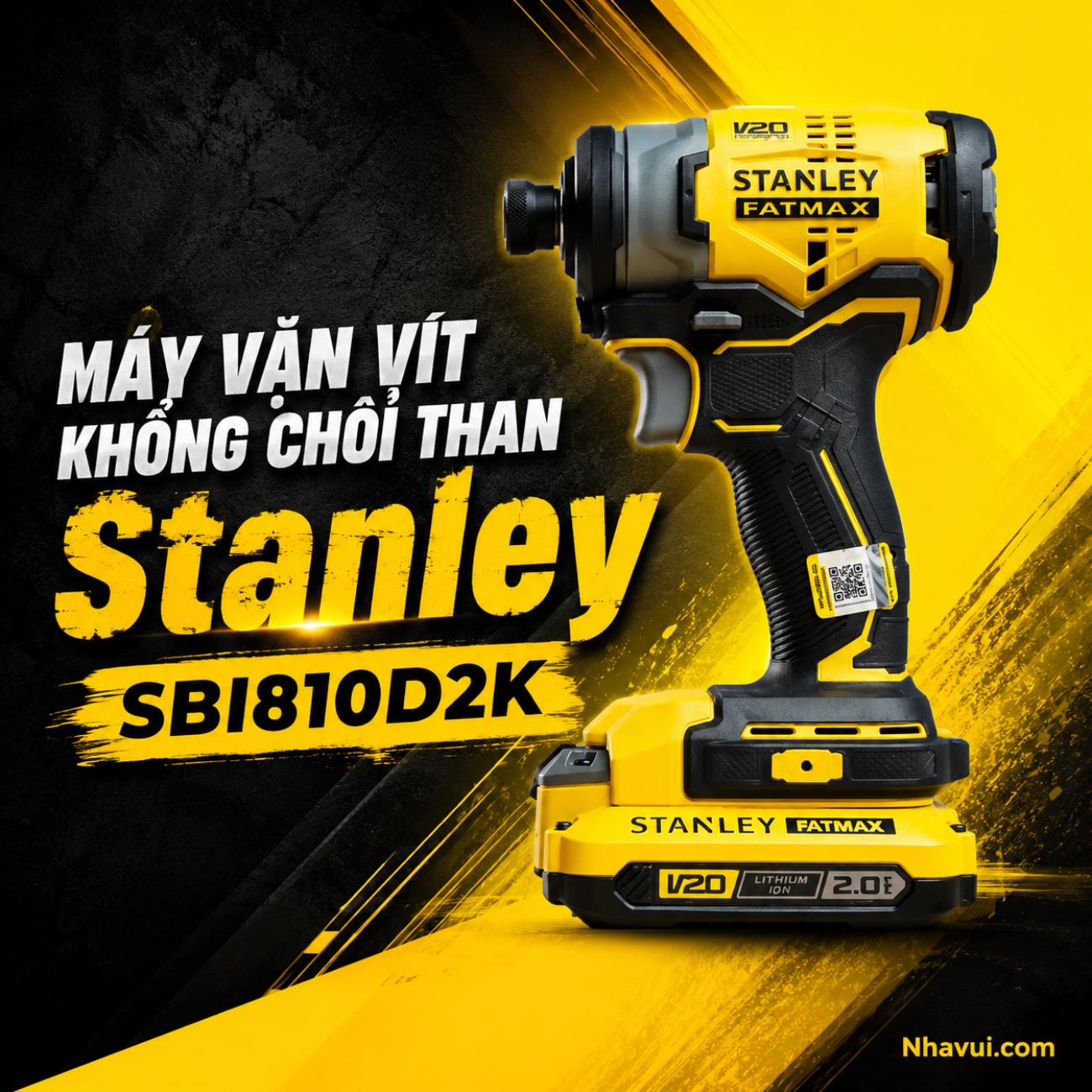 Máy vặn vít động lực không chổi than dùng pin 20V Stanley SBI810D2K