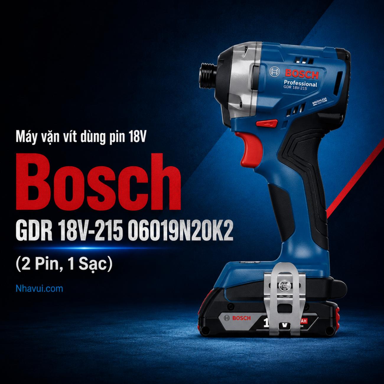 Máy vặn vít dùng pin 18V Bosch GDR 18V-215 06019N20K2 (2 Pin, 1 Sạc)