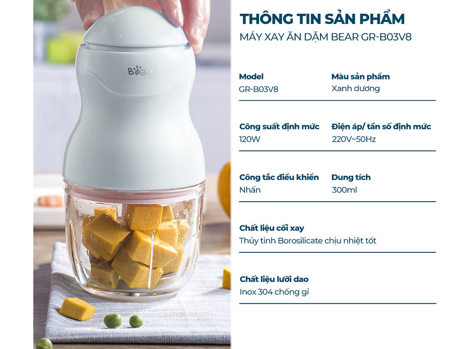 Máy xay ăn dặm Bear GR-B03V8 300ml