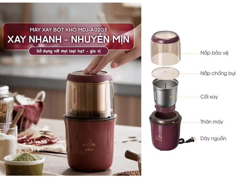 Máy xay bột khô, xay cà phê Bear MDJ-A02G3