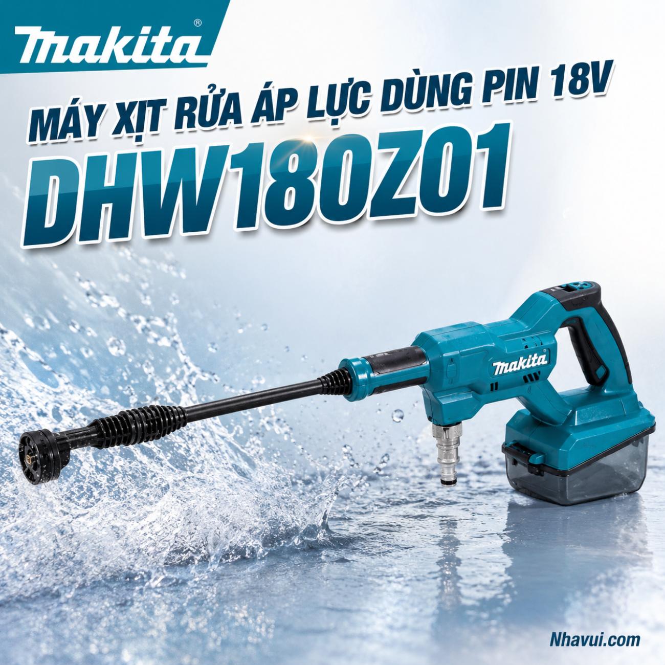 Máy xịt rửa áp lực dùng pin 18V Makita DHW180Z01 chưa pin và sạc