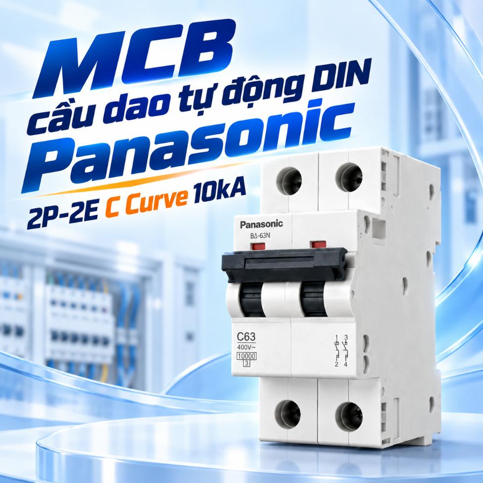 MCB cầu dao tự động DIN Panasonic 2P-2E C Curve 10kA BBD2062CHHV, BBD2102CHHV, BBD2162CHHV, BBD2202CHHV, BBD2252CHHV, BBD2322CHHV, BBD2402CHHV, BBD2502CHHV, BBD2632CHHV
