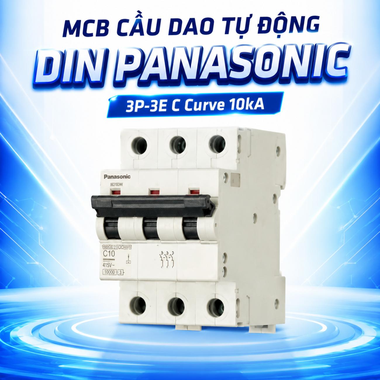 MCB cầu dao tự động DIN Panasonic 3P-3E C Curve 10kA bảo vệ quá tải và ngắn mạch