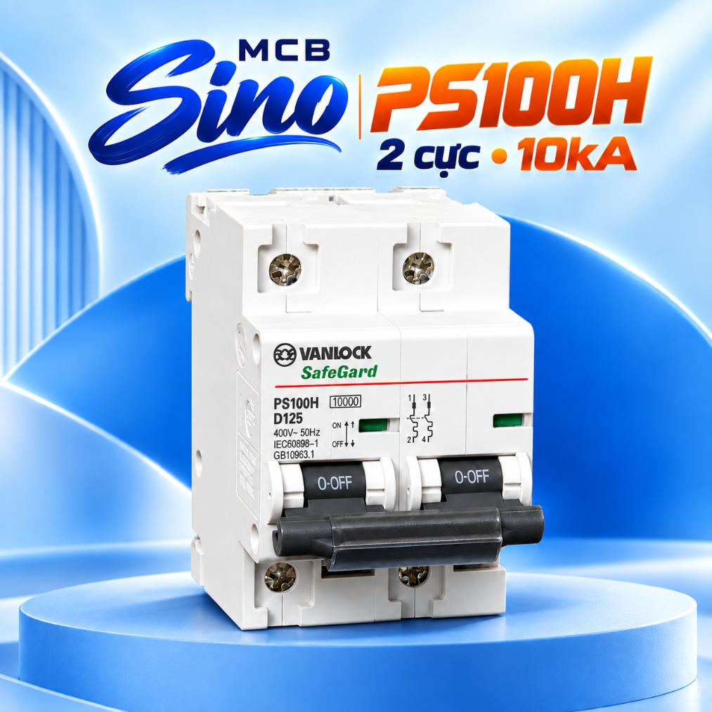 MCB Sino PS100H 2 cực 10kA