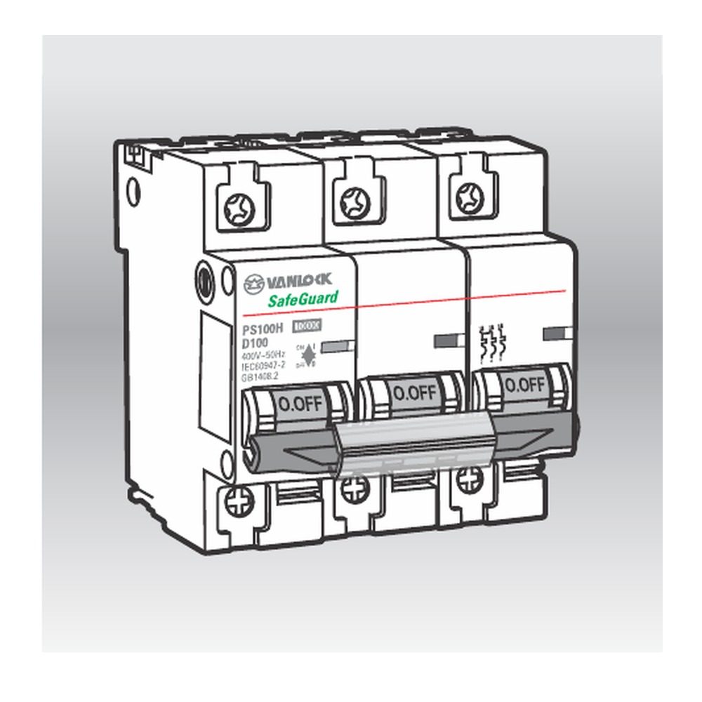 MCB Sino PS100H 3 cực 10kA – 80A–125A, cầu dao tự động (MCB) 3 cực dòng lớn, chính hãng