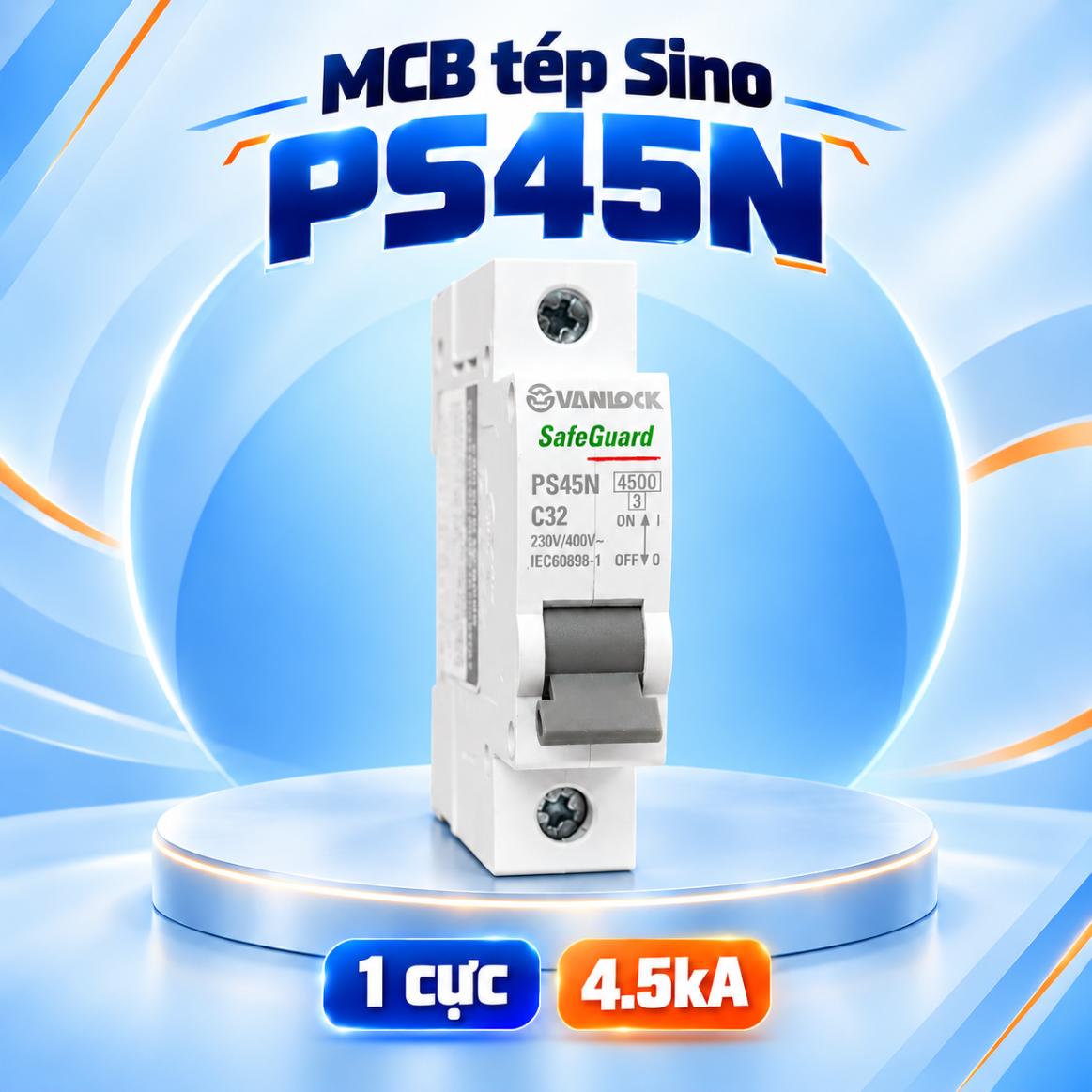 MCB tép Sino PS45N 1 cực 4.5kA