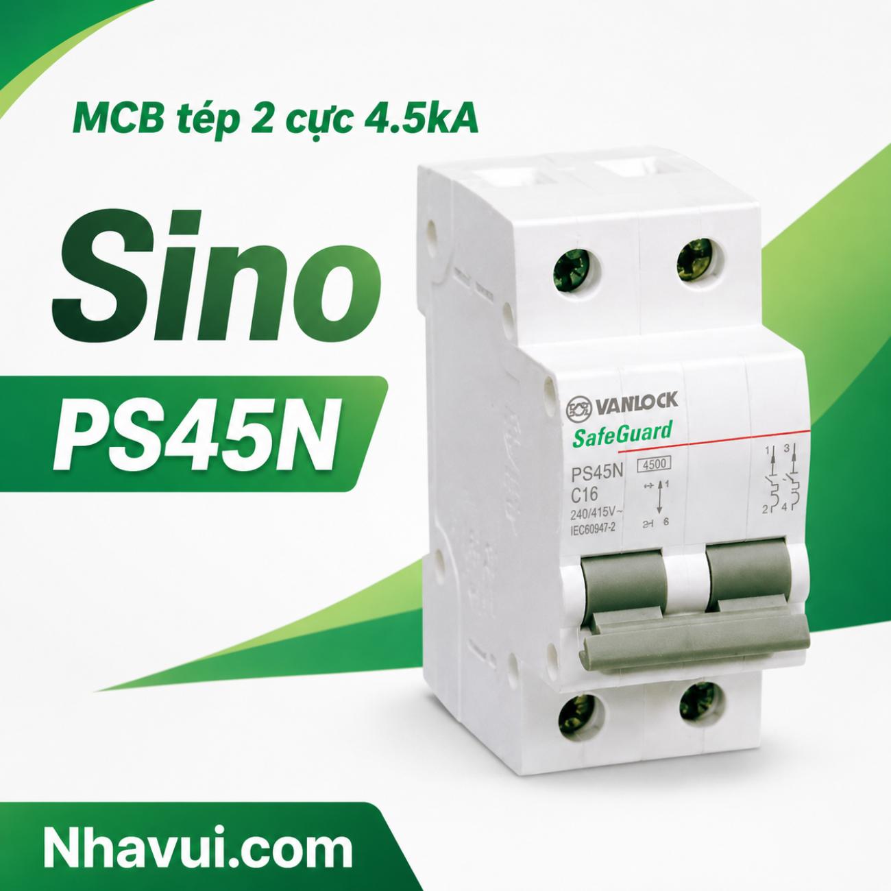 MCB tép Sino PS45N 2 cực 4.5kA